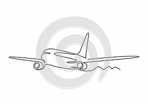 Airplane one line drawing minimalism design vector illustration. Continuous single sketch lineart simplicity style