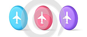 Airplane online check in button digital service passenger registration 3d isometric circle icon