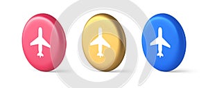Airplane online check in button digital service passenger registration 3d realistic circle icon