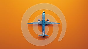 The airplane on orange background.AI generated image