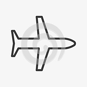 Airplane outline vector icon on white background