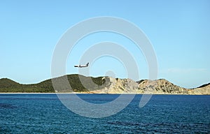 Airplane over Mediterranean Sea