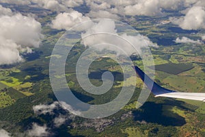 Airplane passenger view looking at topography of Minas Gerais