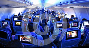 Airplane Passengers, Seats and TV screens