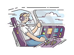 Airplane pilot in cockpit