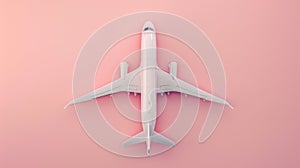 The airplane on pink background.AI generated image