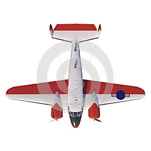 Airplane plane 1- Top view white background 3D Rendering Ilustracion 3D