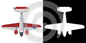 Airplane plane 1 - Top view white background alpha png 3D Rendering Ilustracion 3D