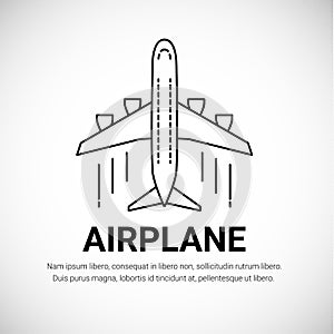 Airplane plane airliner logotype isolated on white background. Line art style.