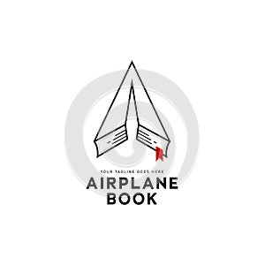 Airplane plane book logo with simple icon