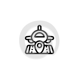 Airplane Plane Flight landing and take off place airport Outline Icon, Logo, and illustration