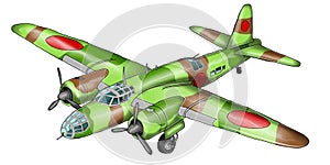 Airplane PNG Transparent background,Nakajima ki49 WW2 with forest camo