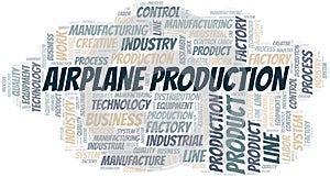 Airplane Production word cloud create with text only.