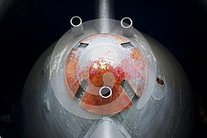 Airplane propeller close up.