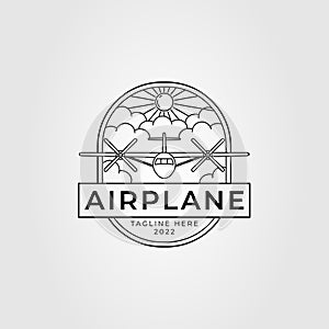 airplane with propeller or flight plane logo vector illustration design..