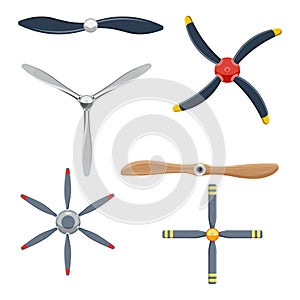 Airplane propeller set vector illustration isolated on white background