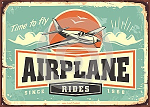 Airplane rides vintage advertising poster