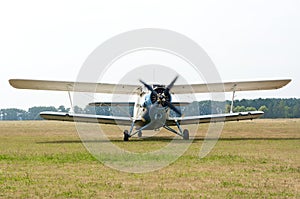 AN2 airplane with rotating propeller.