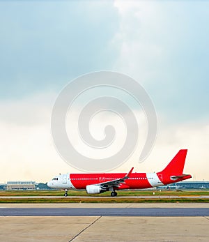 Airplane, runway, airport, departure, skyline