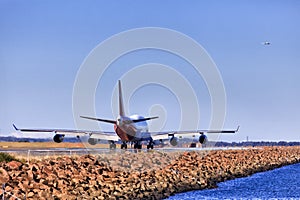 Airplane runway ground back