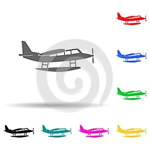 Airplane, sea multi color style icon. Simple glyph, flat vector of water transportation icons for ui and ux, website or mobile
