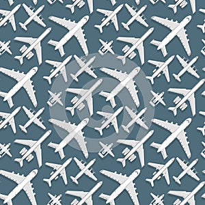 Airplane seamless pattern background vector illustration top view plane and aircraft transportation travel way design