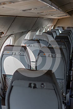 Airplane seats in a row
