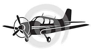 Black Silhouette of a Propeller Airplane