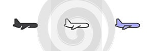 Airplane side view icon