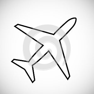 Airplane silhouette isolated on white background. Plane symbol. Travel icon