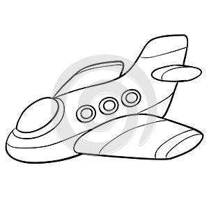 Airplane sketch, coloring, isolated object on a white background, vector illustration,