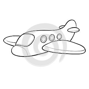 Airplane sketch, coloring, isolated object on a white background, vector illustration