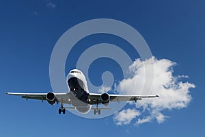 Airplane with sky and cloud background