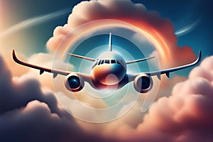 airplane in sky doing loop through a cloud shaped infinit symbol