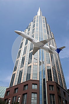 Airplane and Sky Scraper