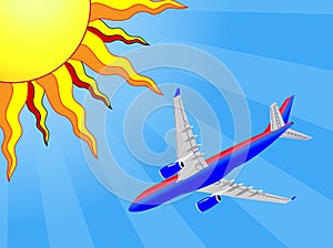 Airplane and Sun