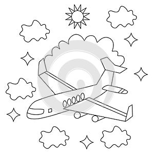 Airplane and sun coloring page