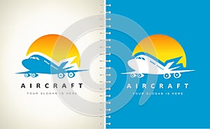 Airplane and Sun logo vector.  Logo design.