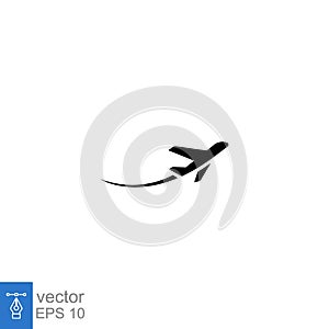 Airplane symbol line and glyph icon. Plane flight route, tickets air fly travel takeoff