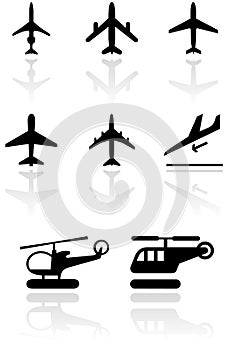 Airplane symbol vector illustration set.