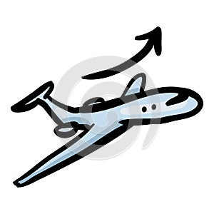 Airplane Takeoff Doodle Single Icon