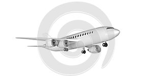 Airplane takeoff isolated, cutout, white background. 3d illustration