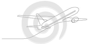 airplane takeoff minimalist continuous one line drawing thin line