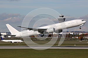 Airplane taking off at airport