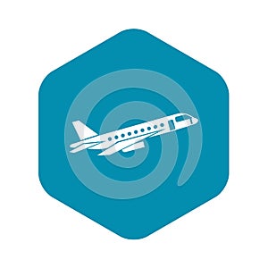 Airplane taking off icon, simple style