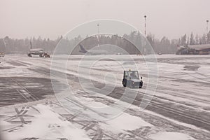 Airplane at the terminal gate ready for takeoff