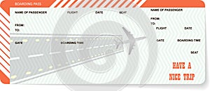 Airplane ticket blank. Orange boarding pass