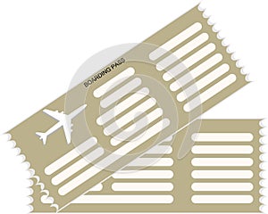Airplane ticket or boarding pass icon