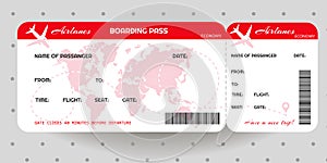 Airplane ticket. Boarding pass ticket template.