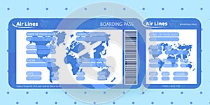 Airplane ticket. Boarding pass ticket template.